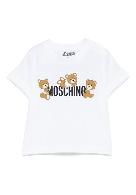 T-Shirt Bianca Con Stampa Moschino Teddy Bear Friends MOSCHINO KIDS | MUM04ALAA0310101